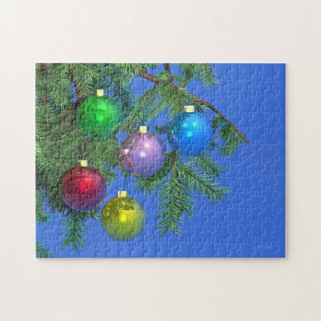 Holiday Pine on Blue Jigsaw Puzzle (Horizontal)