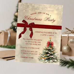 Holiday Pine Tree Bow Corporate Christmas Party Invitation