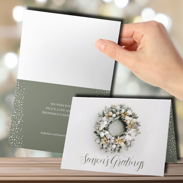 Holiday Pine Wreath Folded Business Card (Creator Uploaded)