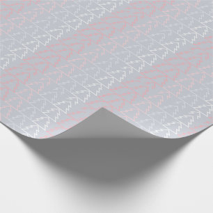 Holiday Pink Grey Christmas Trees Modern Wrapping Paper