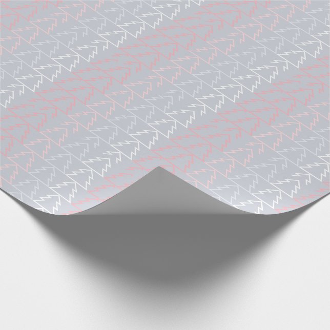 Holiday Pink Grey Christmas Trees Modern Wrapping Paper (Corner)