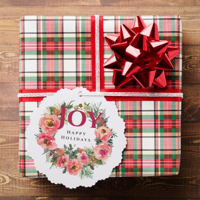 Holiday Pink Joy Wreath Botanical Tree Decoration Card (Insitu (Gift))