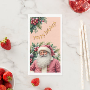 Holiday Pink Santa Claus Napkin