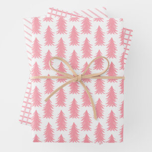 Holiday Pink White Christmas Wrapping Paper Sheets