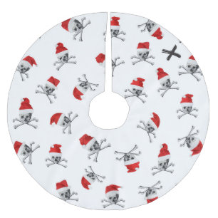 Holiday Pirate Skulls #1 Brushed Polyester Tree Skirt