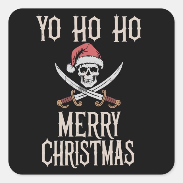 Holiday Pirate Yo Ho Ho Christmas Santa Boating  Square Sticker (Front)
