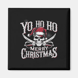 Holiday Pirate Yo Ho Ho Merry Christmas Santa Hat Magnet