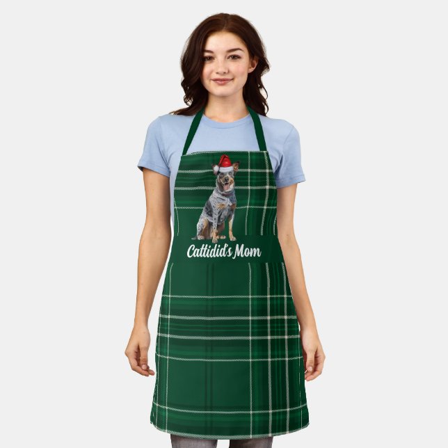 Holiday Plaid Australian Cattle Dog Christmas Apron (Worn)