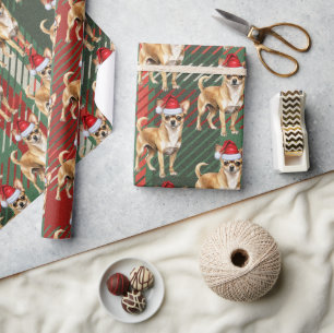 Holiday Plaid Chihuahua Santa Dog Christmas Wrapping Paper