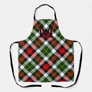 Holiday Plaid Monogram Initial Classic Christmas Apron