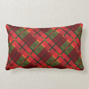 Holiday Plaid Pattern in Red and Green Lumbar Cushion