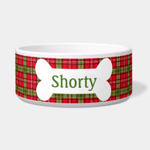 Holiday Plaid Personalised Pet Bowl