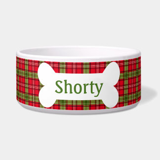 Holiday Plaid Personalised Pet Bowl