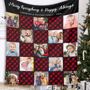 Holiday Plaid Personalised Unique Quilt Picture Fleece Blanket