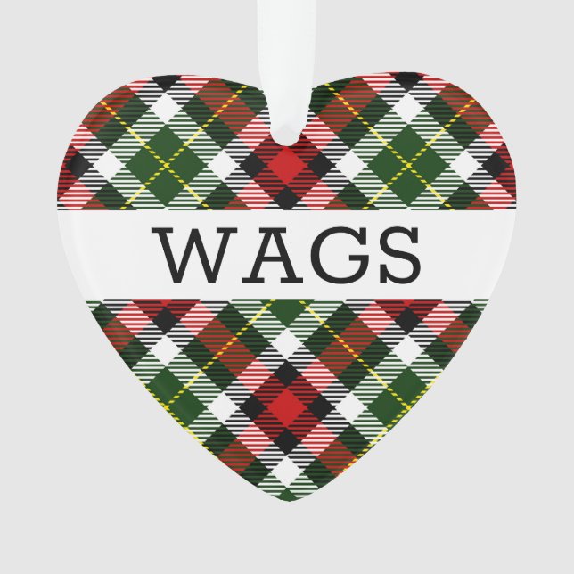 Holiday Plaid Pet NAME Christmas PHOTO Classic Ornament (Front)