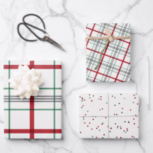 Holiday plaid red and green wrapping paper sheet