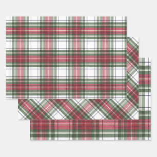 Holiday Plaid Red Green Wrapping Paper Sheets