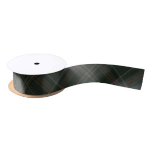 Holiday plaid simple classic dark green satin ribbon