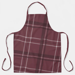 Holiday plaid simple maroon apron