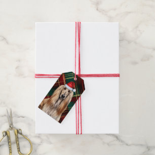 Holiday Plaid with an Afghan Hound Dog Christmas Gift Tags