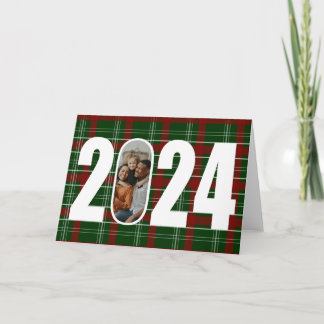 Holiday Plaid Year Peek-a-Boo Photo Card