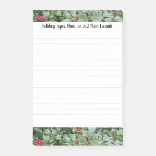 Holiday Plans Hopes List Holly leaves berries Post-it Notes
