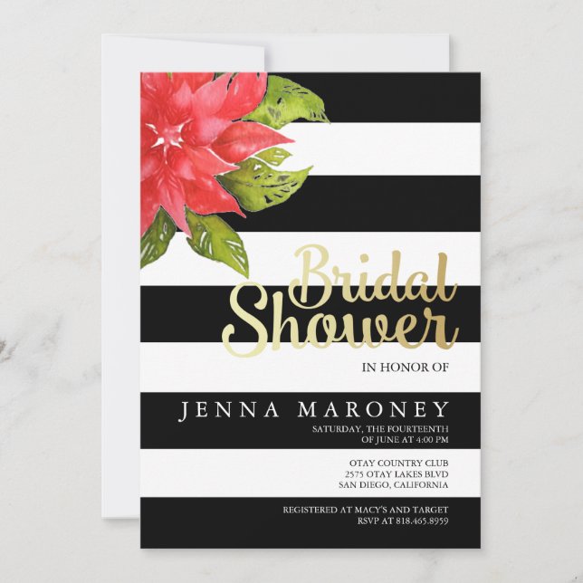 Holiday & Poinsetta Bridal Shower Invitation (Front)