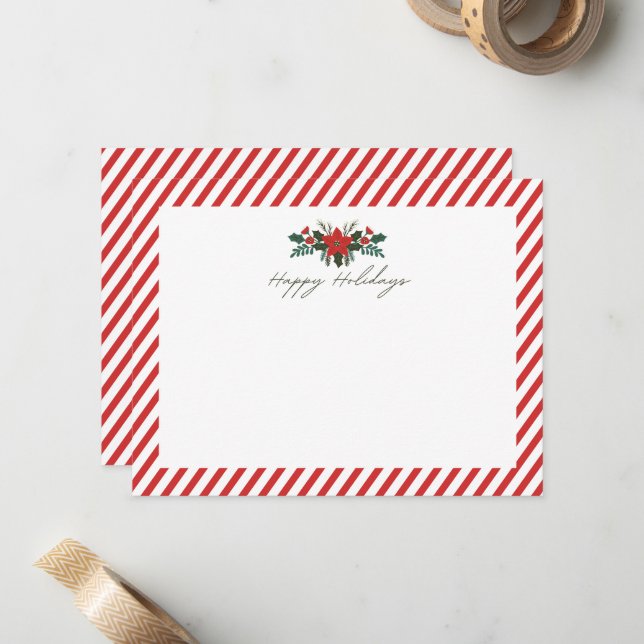 Holiday Poinsetta Note Card (Front/Back In Situ)