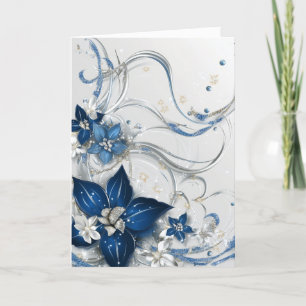 HOLIDAY POINSETTIA - BLUE #1 NOTE CARD