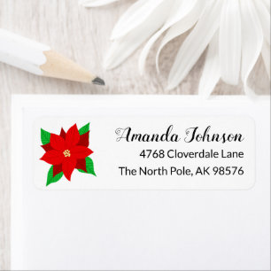 Holiday Poinsettia Flower Return Address Label