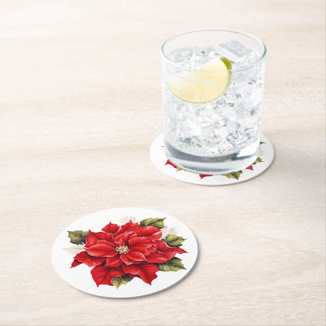 Holiday Poinsettia Paper Coasters (Insitu)