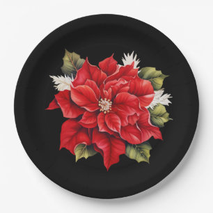 Holiday Poinsettia Paper Plate