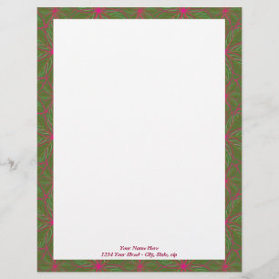 Holiday Poinsettia Pattern Letterhead Template