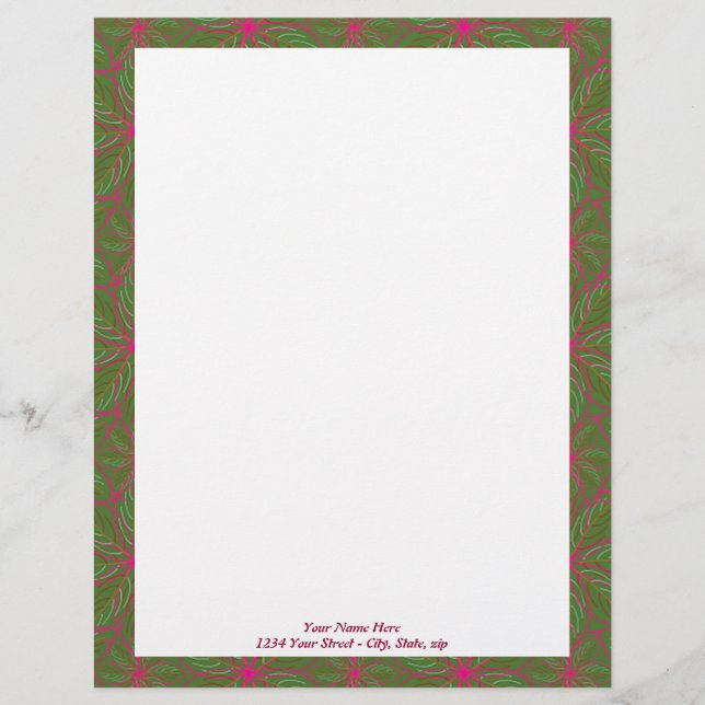 Holiday Poinsettia Pattern Letterhead Template (Front)