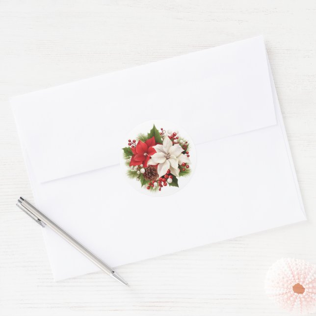 Holiday Poinsettia Stickers (Envelope)