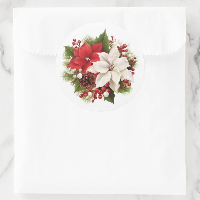 Holiday Poinsettia Stickers (Bag)