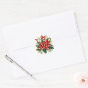 Holiday Poinsettia Stickers