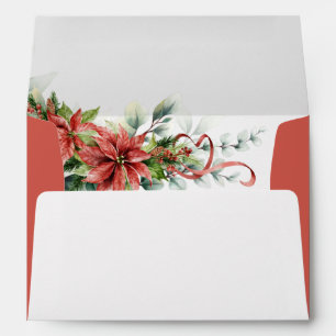 Holiday Poinsettia Wedding Envelope 