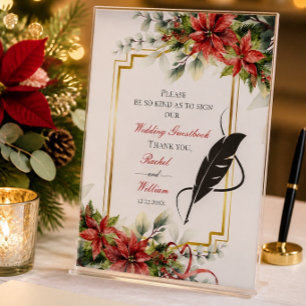 Holiday Poinsettia Wedding Guestbook Sign