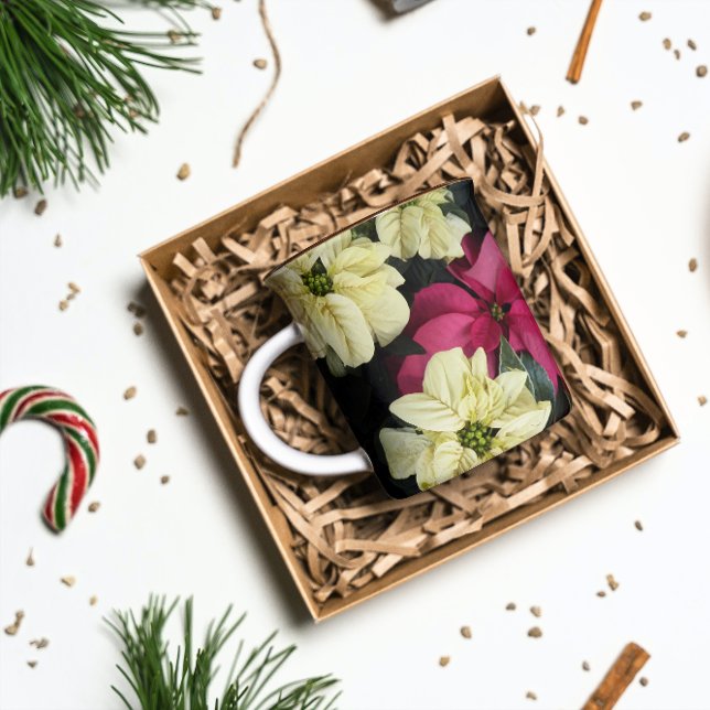 Holiday Poinsettias Floral Photo Coffee Mug (In Situ Holiday)