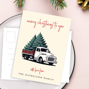 Holiday Postcard Christmas Tree Delivery Truck