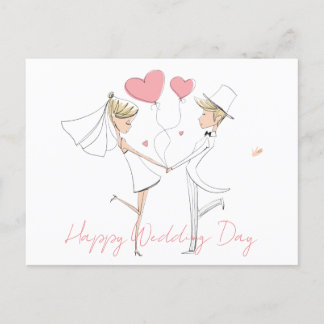 Holiday Postcard Happy Wedding Day