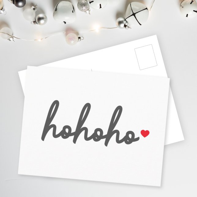 Holiday Postcard | Minimal Ho Ho Ho Christmas (Share festive cheer with a modern minimal Ho Ho Ho non-photo postcard by Guava)