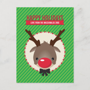 HOLIDAY POSTCARD :: red nosed reindeer rudolf