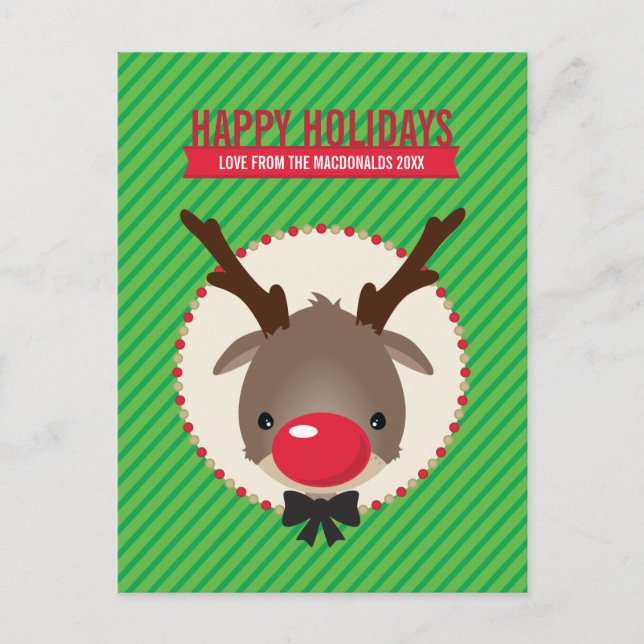 HOLIDAY POSTCARD :: red nosed reindeer rudolf (Front)