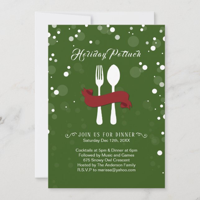 Holiday Potluck Dinner Invitation (Front)