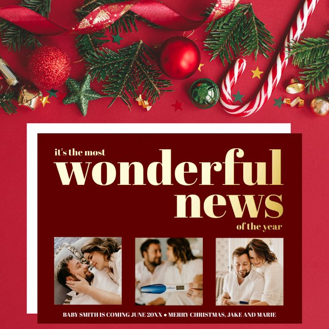 Holiday Pregnancy Announcement Photo Collage Noel (Creator Uploaded)