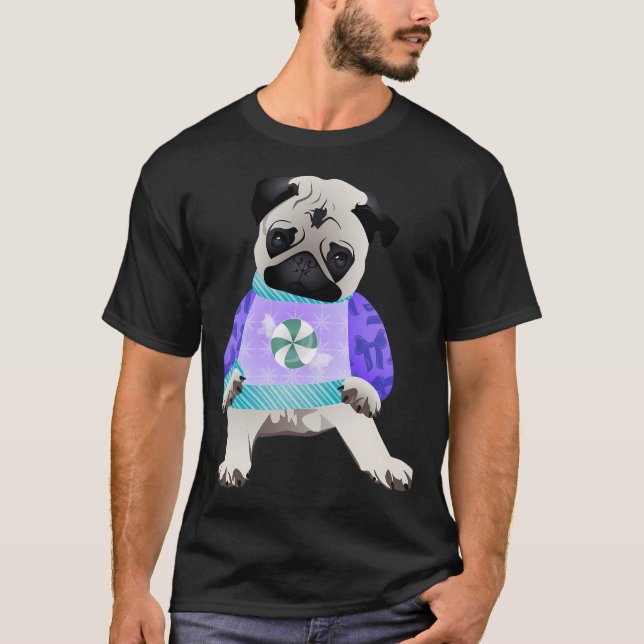 Holiday Pug in Ugly Christmas Sweater 2 (Front)