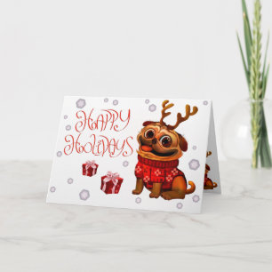 Holiday PuGreeting Card