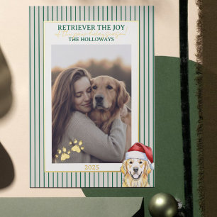 Holiday Pun Watercolor Golden Retriever Foil Card